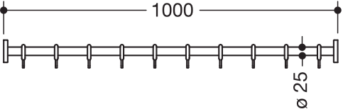 HEWI Duschvorhangstange „System 900“ 7 × 100 cm