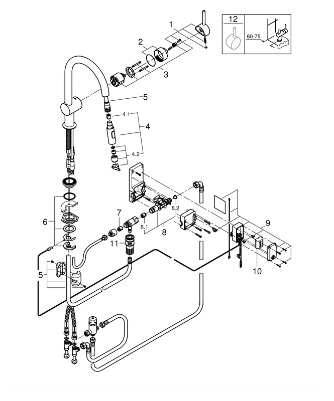 Elektronische Einhand-Spültischbatterie Minta Touch 31358_2, C-Auslauf, Einlochmontage, Wasser-Aktivierung durch Berührung, herausziehbare Dual Spülbrause, chrom