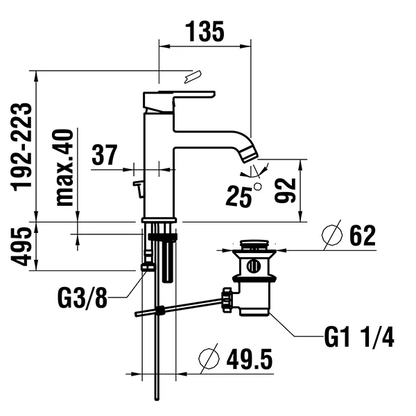 Laufen Einhebel-Waschtischmischer Lua Eco+ Ausladung 135 mm Festauslauf Eco+ chrom Laufen Einhebel-Waschtischmischer Lua Eco+ Ausladung 135 mm Festauslauf Eco+ chrom