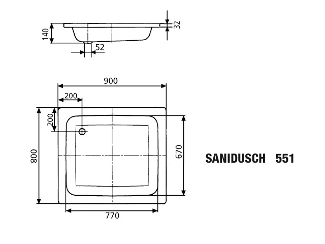 Kaldewei SANIDUSCH Duschwanne, 800x900 mm, 140 mm Tiefe, Antislip, pergamon