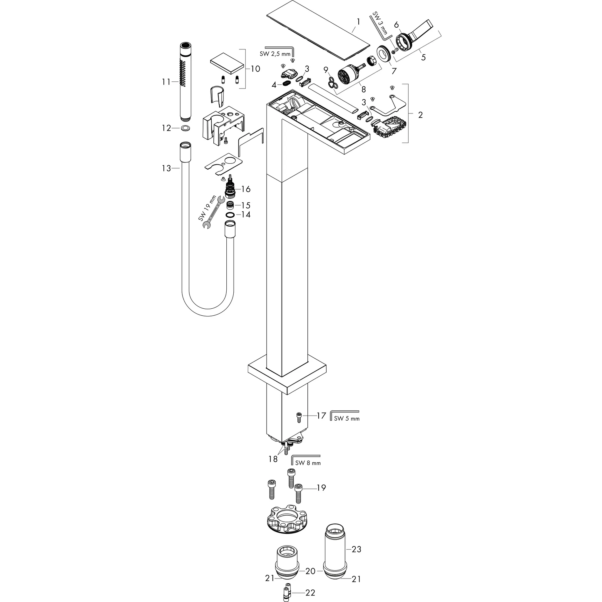 Hansgrohe AXOR MyEdition Einhebel-Wannenmischer bodenstehend, Chrom/Spiegelglas Hansgrohe AXOR MyEdition Einhebel-Wannenmischer bodenstehend, Chrom/Spiegelglas