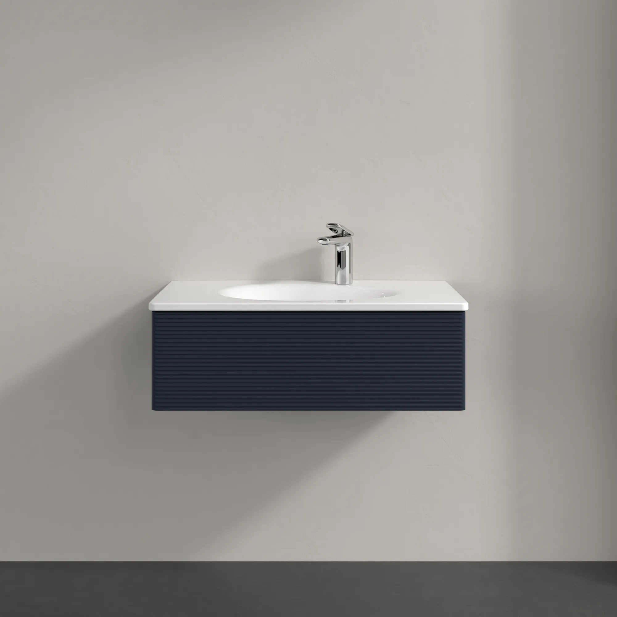 Villeroy & Boch Waschbeckenunterschrank Antao K01, Eckig Midnight Blue Matt Lacquer, 788x256x496 mm, Höhe 256 mm, Wanneneinbaumaß 496 mm