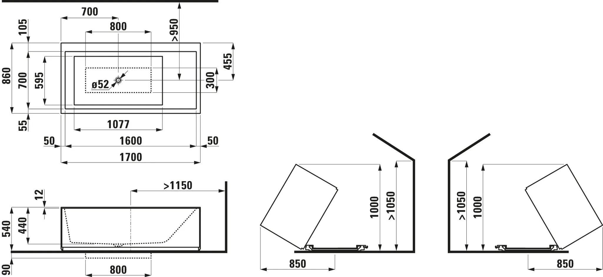 Laufen KARTELL Laufen Badewanne H224332, 1700x860mm, weiß Laufen KARTELL Laufen Badewanne H224332, 1700x860mm, weiß