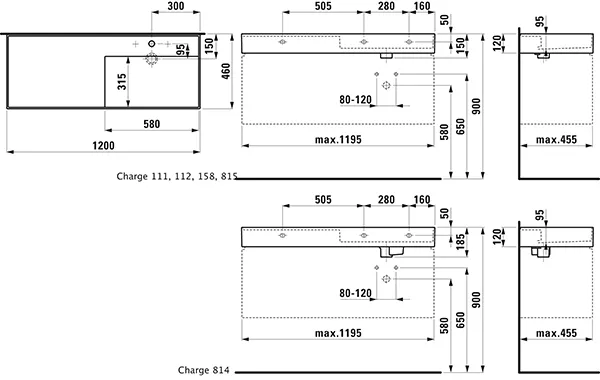 Waschtisch Kartell • 460x1200x150 1 Hahnloch ohne Überlauf versteckter Ablauf Ablage links weiß Waschtisch Kartell • 460x1200x150 1 Hahnloch ohne Überlauf versteckter Ablauf Ablage links weiß