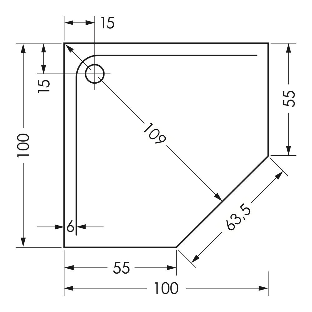 Duschwanne „Arco“ 100 × 100 cm in Weiß Duschwanne „Arco“ 100 × 100 cm in Weiß