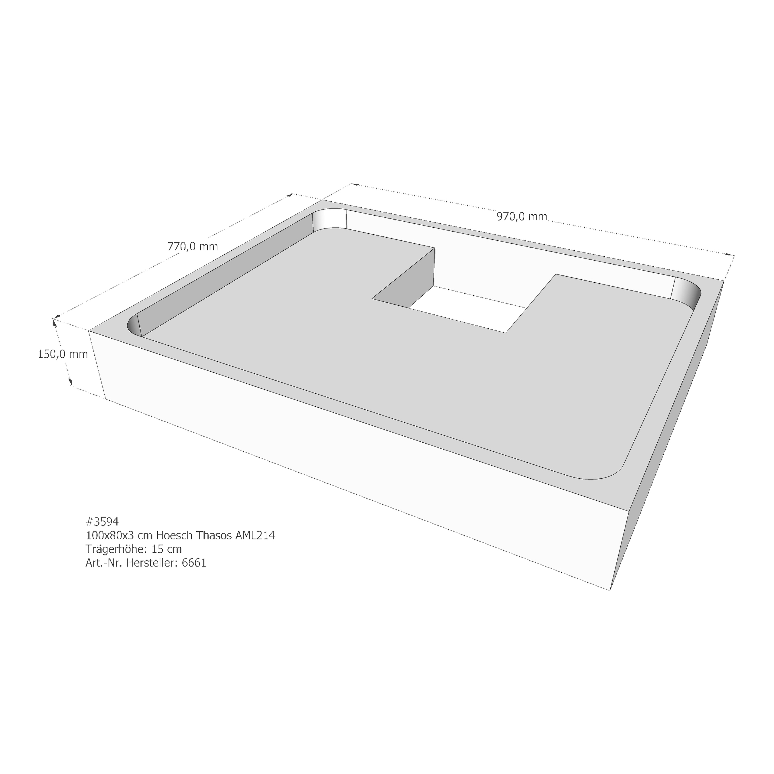Duschwannenträger für Hoesch Thasos 100 × 80 × 3 cm