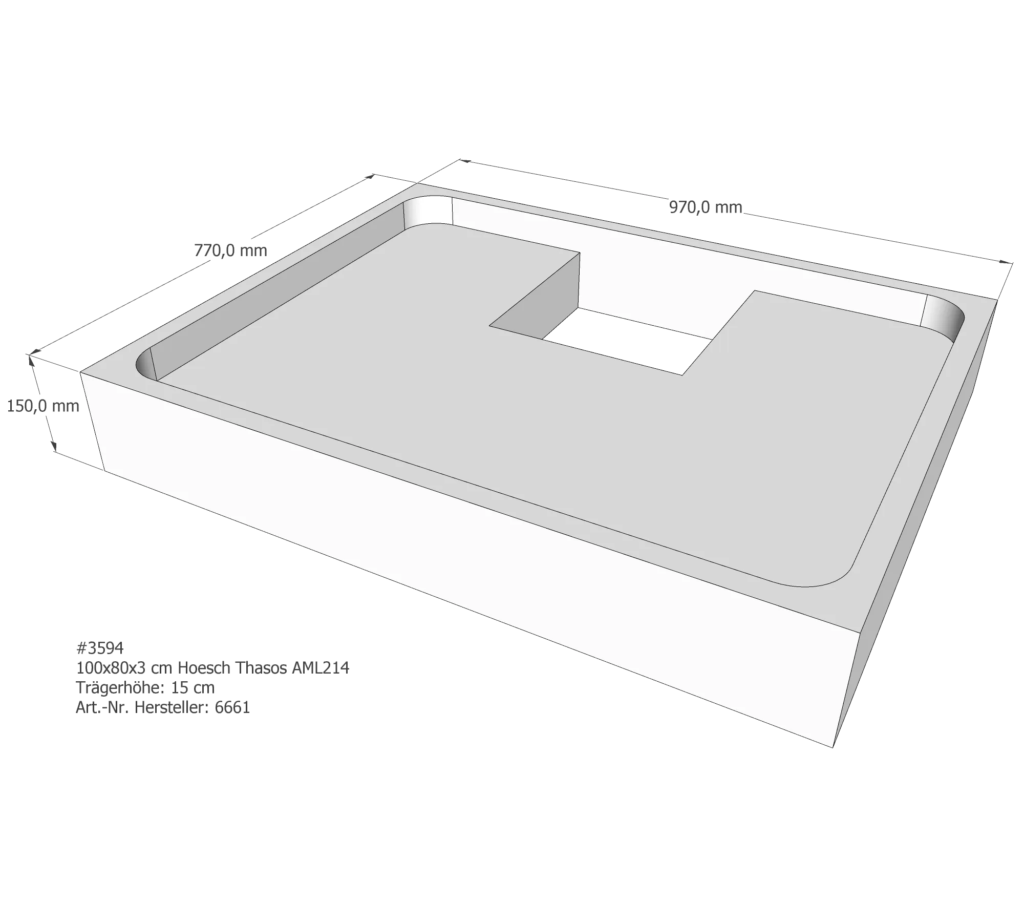 LDG Duschwannenträger für Hoesch Thasos 100 × 80 × 3 cm, Sonderpreis LD3594 LDG Duschwannenträger für Hoesch Thasos 100 × 80 × 3 cm, Sonderpreis LD3594