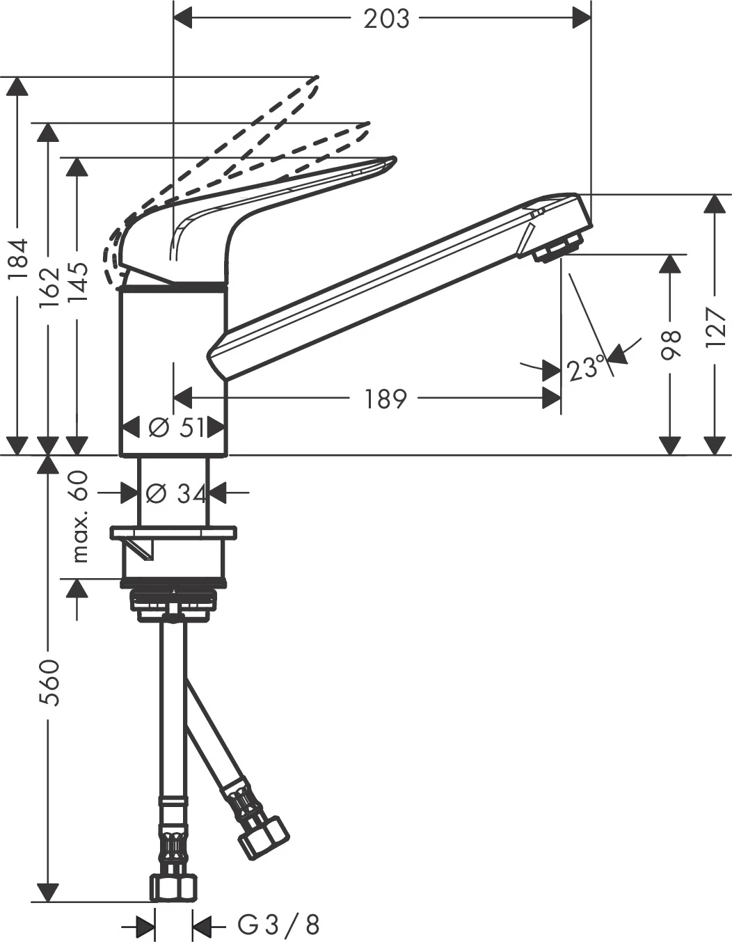 Focus M42 Einhebel-Küchenmischer 100, CoolStart, Eco, 1jet Chrom