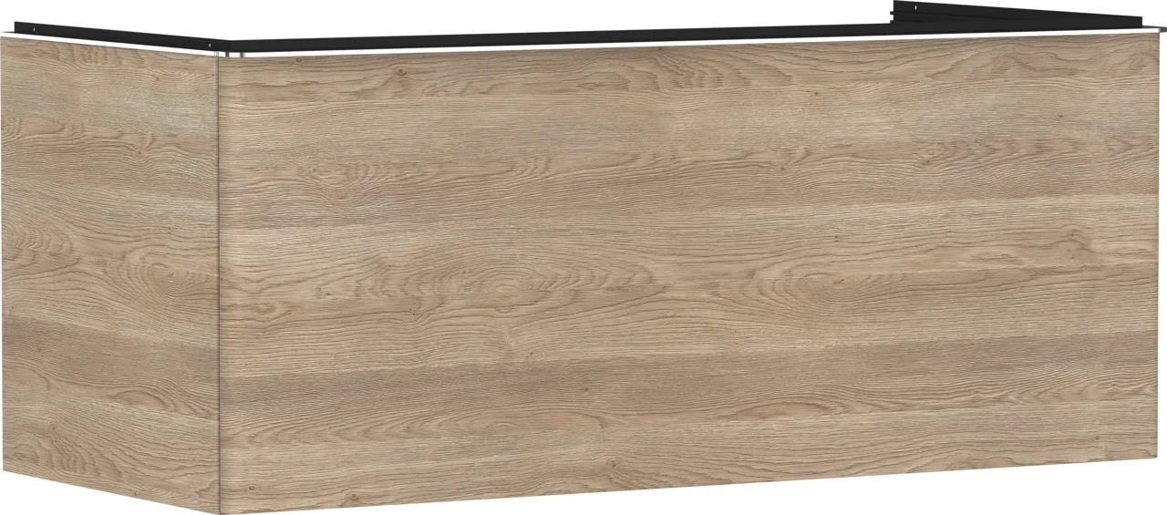 Hansgrohe Xelu Q Waschtischunterschrank Eiche Natur, 1.180 x 540 mm, 1 Schubkasten, verchromte Griffe, SoftClose, Wandmontage