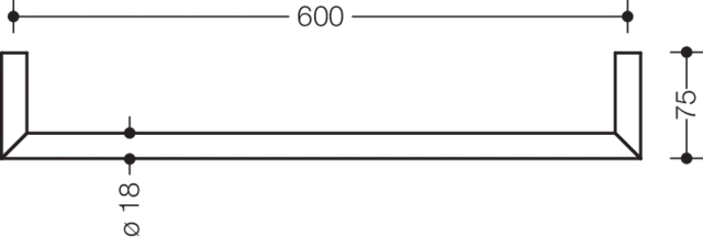 Badetuchhalter des Systems 162, Edelstahl, PVD, Achsmaß 600 mm, T: 75 mm, in Farbe CK (messing glänzend)