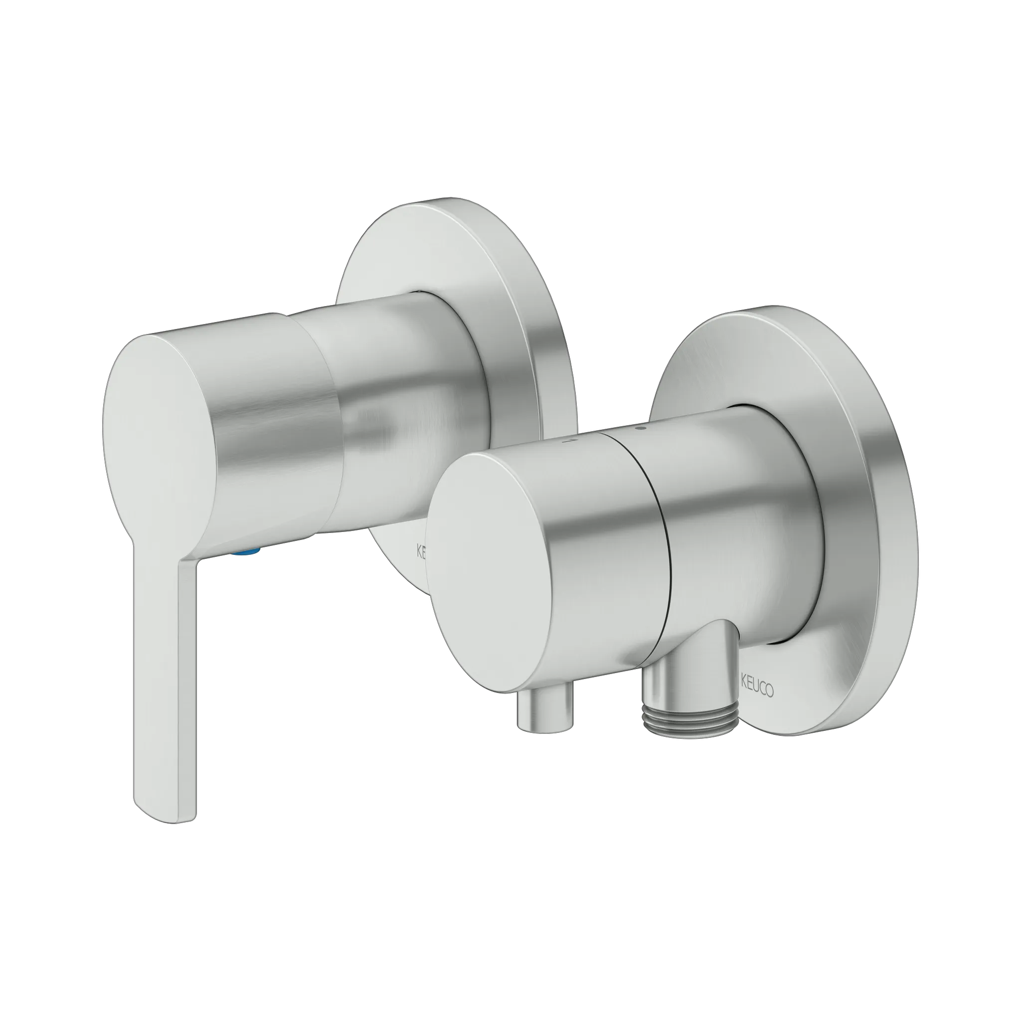 KEUCO PLAN BLUE Einhebelmischer-Set Unterputz für 2 Verbraucher mit Schlauchanschluss und Brausehalter 2-Wege Edelstahl-finish