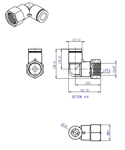 VitrA Ersatzteil Aquacare Push Fit Anschluss 10 mm ⅜″