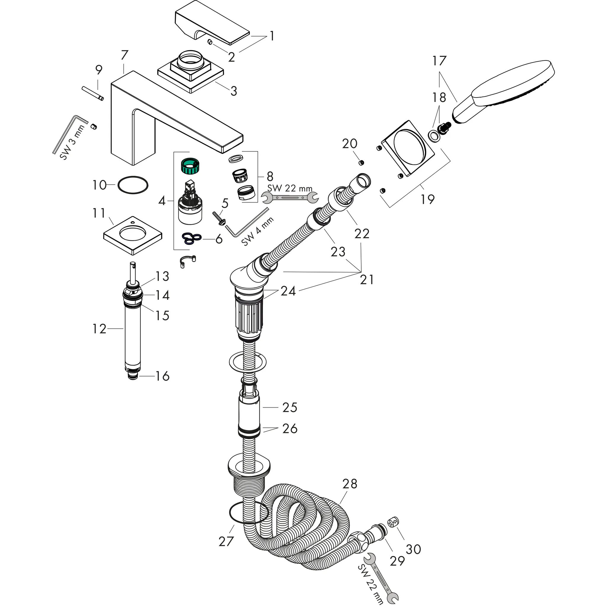 3-Loch Wannenmischer Metropol F-Set chrom Wannenrandmontage 3-Loch Wannenmischer Metropol F-Set chrom Wannenrandmontage