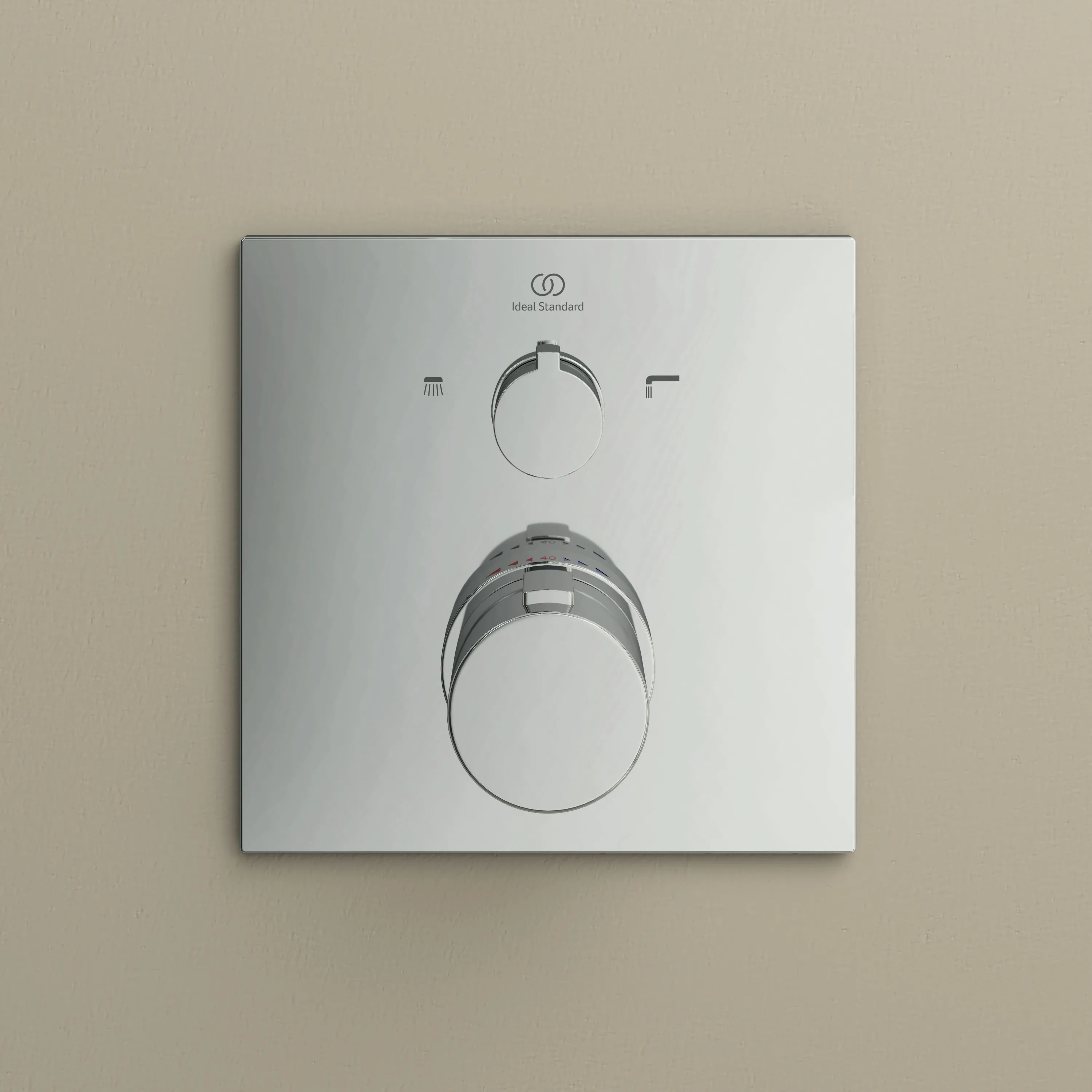 Badethermostat Unterputz Ceratherm C100, Bausatz 2, Rosette 163x163mm, Brushed Gold Badethermostat Unterputz Ceratherm C100, Bausatz 2, Rosette 163x163mm, Brushed Gold