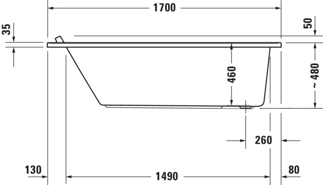 Duravit Badewanne „Starck“ rechteck 170 × 80 cm, Fußablauf 