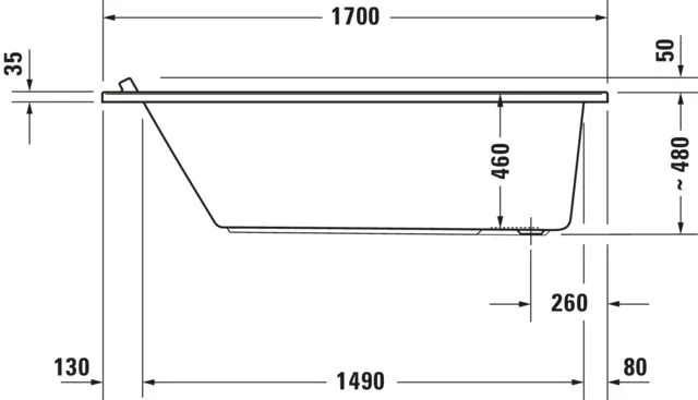 Duravit Badewanne „Starck“ rechteck 170 × 80 cm, Fußablauf