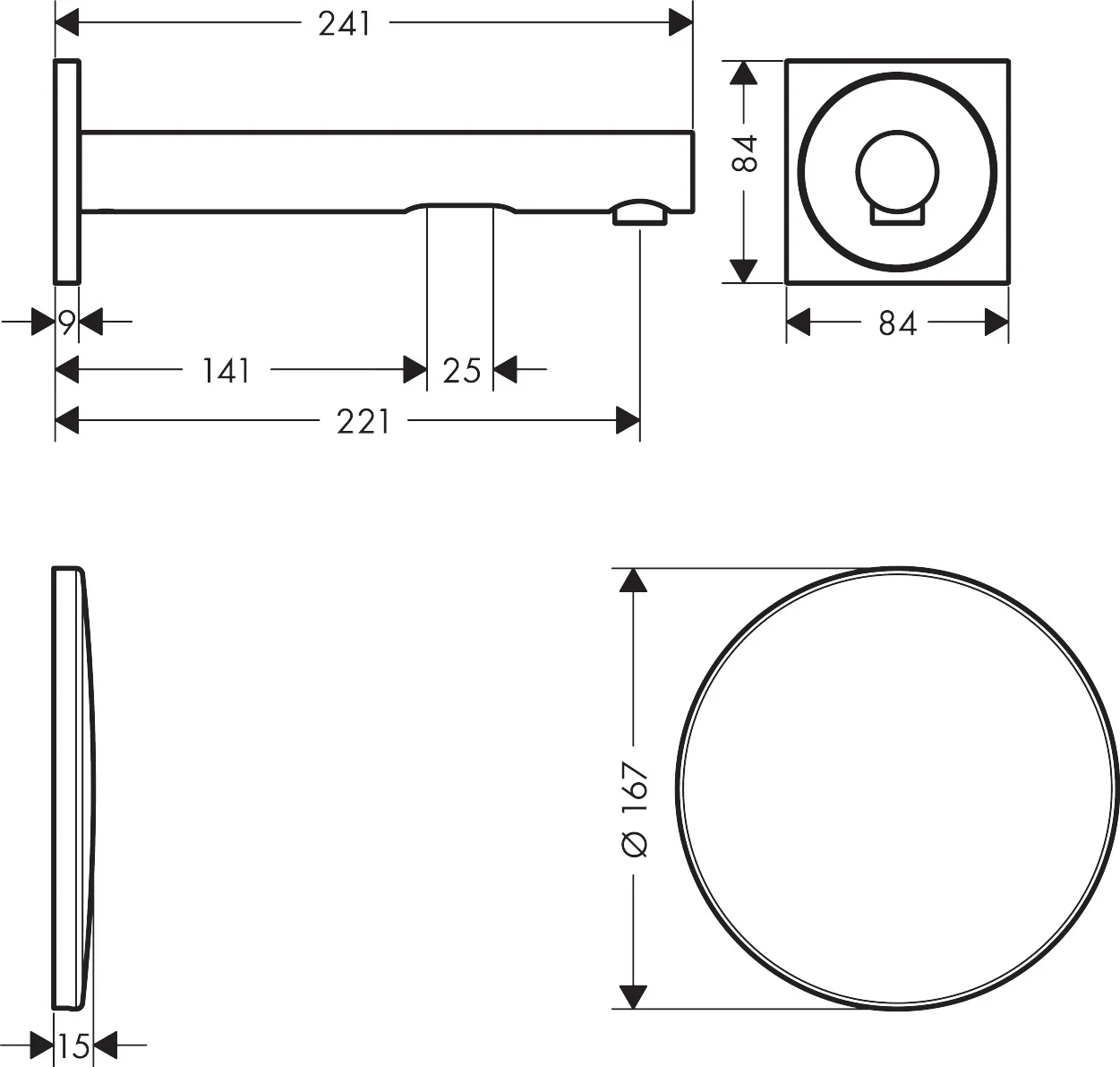 Hansgrohe AXOR Uno Elektronik-Waschtischmischer Unterputz, Chrom, Ausladung 221 mm, Laminarstrahl, max. Durchfluss 5 l/min