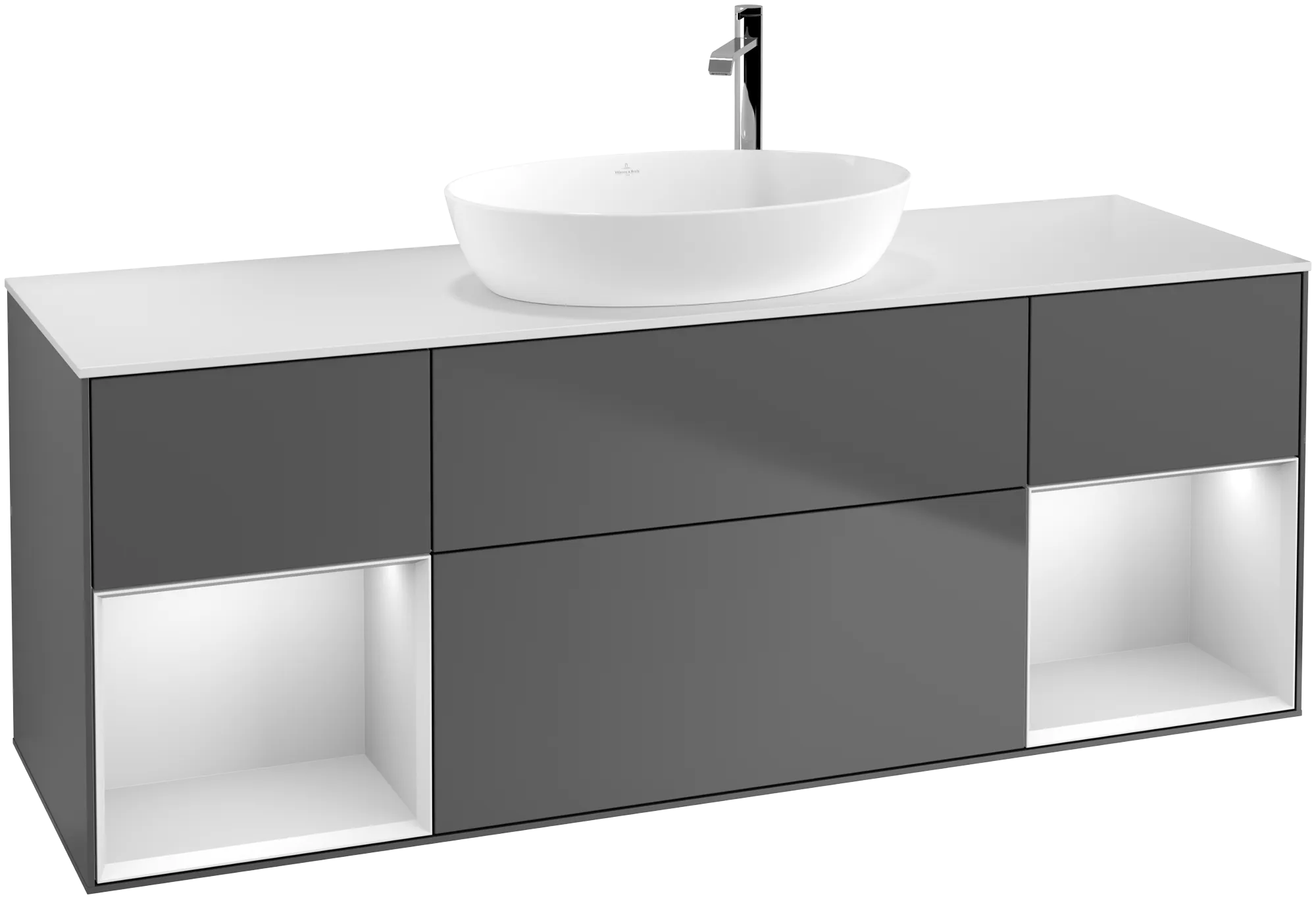 Villeroy & Boch Finion Waschbeckenunterschrank G98, anthrazit matt lackiert / weiss matt