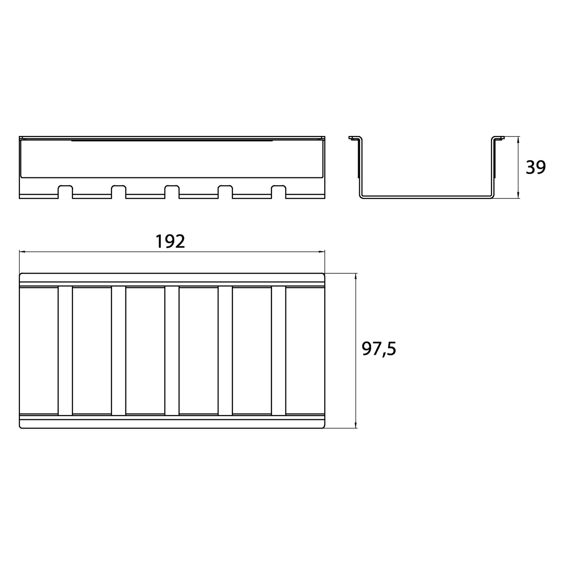 liaison Korb für Reling flach, 192 × 39 × 98 mm, chrom