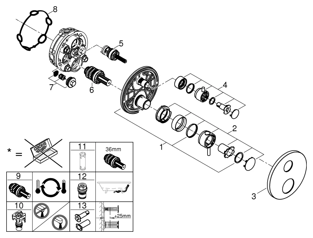 Thermostat-Brausebatterie Atrio 24358, mit integrierter 2-Wege-Umstellung, Fertigmontageset für Rapido SmartBox, chrom Thermostat-Brausebatterie Atrio 24358, mit integrierter 2-Wege-Umstellung, Fertigmontageset für Rapido SmartBox, chrom