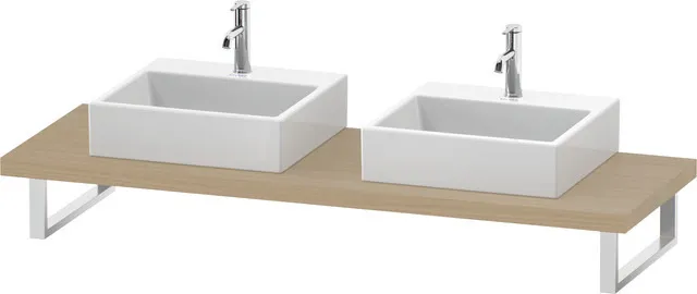 Duravit Konsole „L-Cube“ Ausschnitte: 2 / Becken: links und rechts / Farbe: Mediterrane Eiche / Höhe: 4,5 cm / Oberfläche: Echtholzfurnier / Tiefe: 55 cm Duravit Konsole „L-Cube“ Ausschnitte: 2 / Becken: links und rechts / Farbe: Mediterrane Eiche / Höhe: 4,5 cm / Oberfläche: Echtholzfurnier / Tiefe: 55 cm