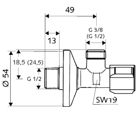 Eckventil mit Regulierfunktion COMFORT mit Filter, Filter (Maschenweite: 250 µm), COMFORT-Griff, Schubrosette Ø 54 mm, DN 15 G 1/2 AG, DN 15 G 1/2 AG, chrom Eckventil mit Regulierfunktion COMFORT mit Filter, Filter (Maschenweite: 250 µm), COMFORT-Griff, Schubrosette Ø 54 mm, DN 15 G 1/2 AG, DN 15 G 1/2 AG, chrom