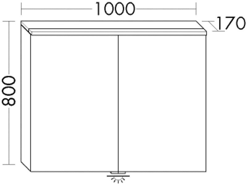 Spiegelschrank Eqio von burgbad – beidseitig verspiegelt, LED-Aufsatzleuchte 4200 K, 170 mm tief, 1000 mm breit, 800 mm hoch