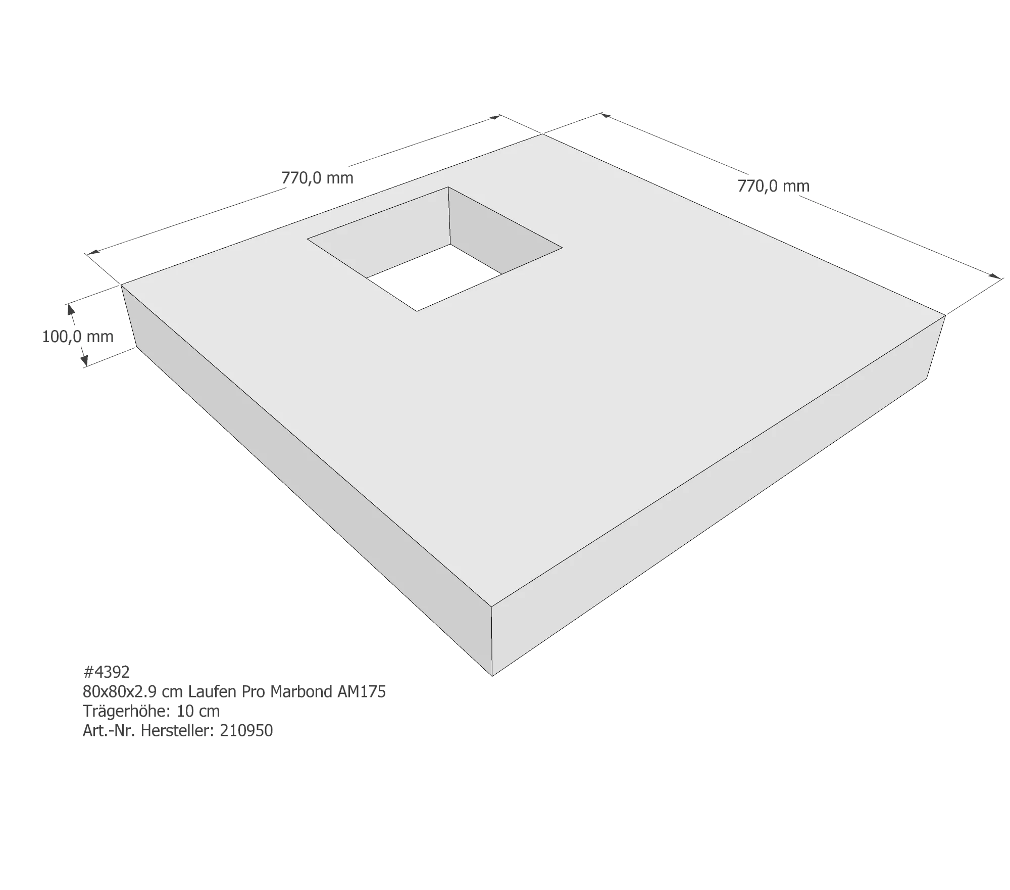 Duschwannenträger für Laufen Pro 80 × 80 × 2,9 cm Duschwannenträger für Laufen Pro 80 × 80 × 2,9 cm