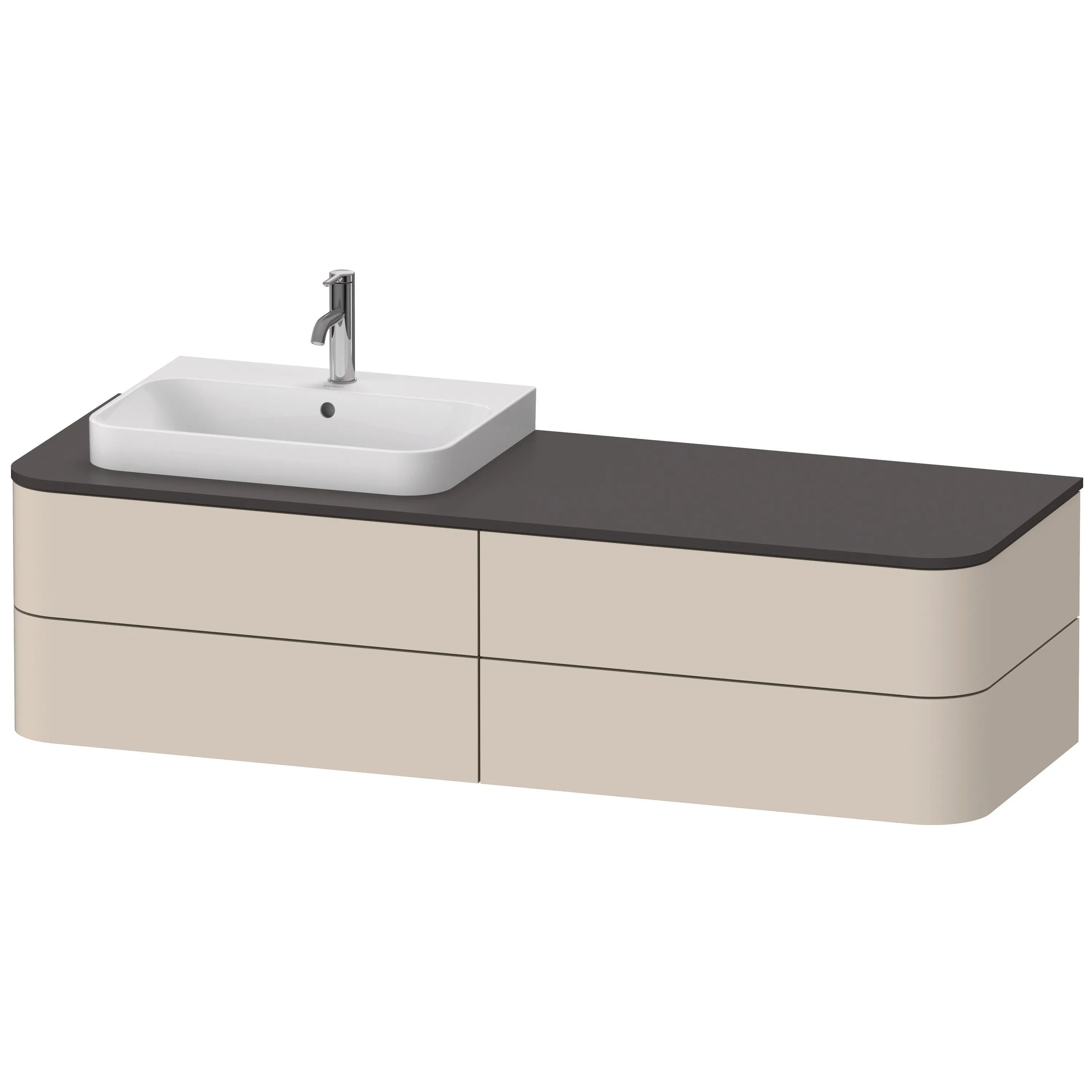 Duravit Waschtischunterschrank wandhängend „Happy D.2 Plus“ Taupe Supermatt