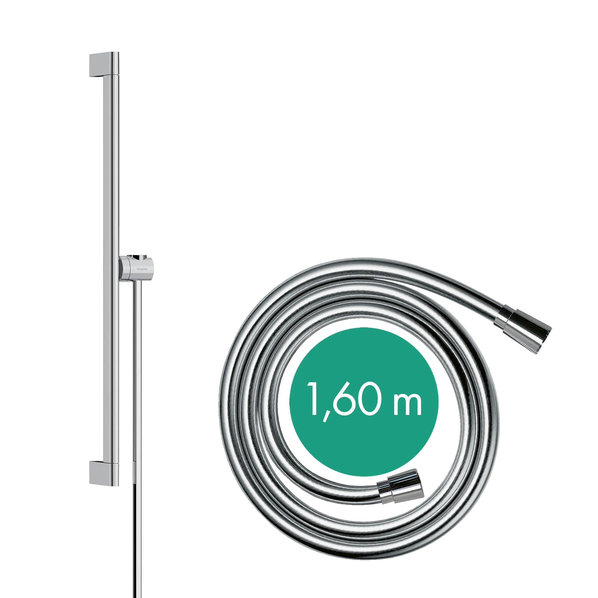 Unica Brausestange S Puro 65 cm mit Easy Slide Handbrausehalter und Isiflex Brauseschlauch 160 cm Chrom
