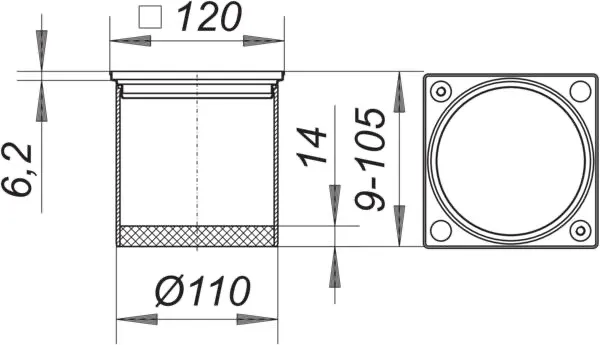 Aufsatzrahmen ECS 12 V4A, 120 x 120 mm