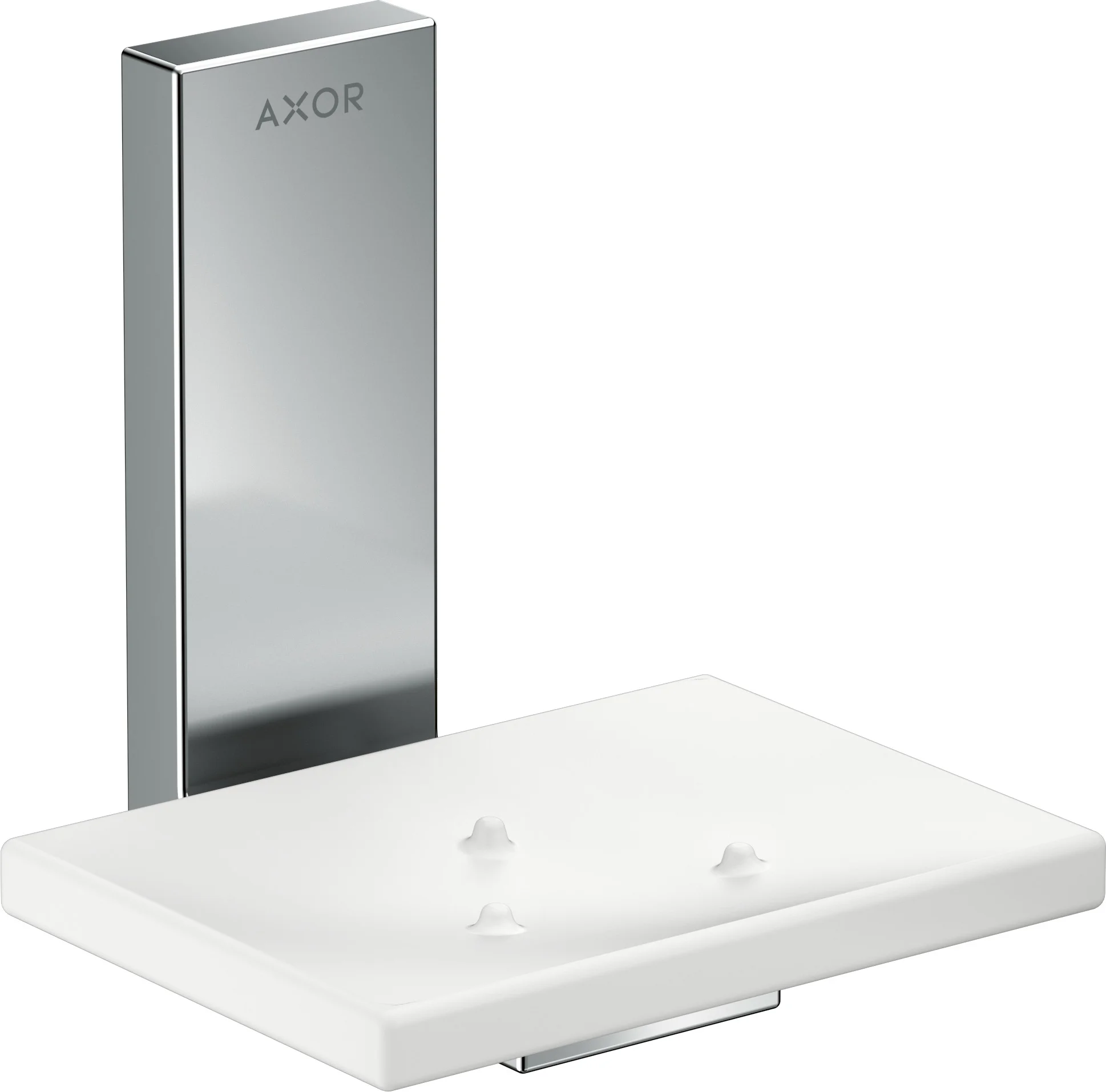 Hansgrohe AXOR Universal Rectangular Seifenschale in Chrom, Glasablage, Wandmontage mit verdeckter Befestigung, Bohrloch-Durchmesser 6 mm, Bohrabstand 35 mm