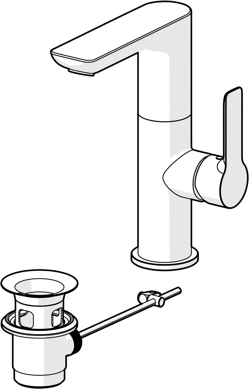 HansaLIGNA Waschtischarmatur HansaLIGNA 5530 Zugstangenablaufgarnitur Ausladung 116 mm DN15 Chrom