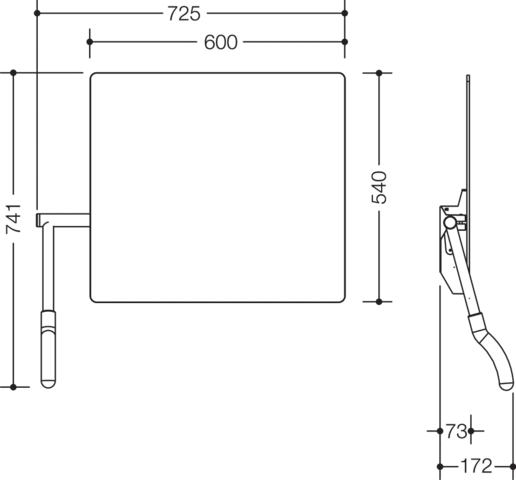 HEWI Kippspiegel „Serie 802 LifeSystem“ 72,5 × 74,1 cm in Anthrazitgrau