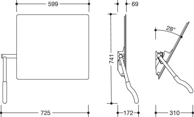 HEWI Kippspiegel „Serie 802 LifeSystem“ 72,5 × 74,1 cm in Senfgelb HEWI Kippspiegel „Serie 802 LifeSystem“ 72,5 × 74,1 cm in Senfgelb