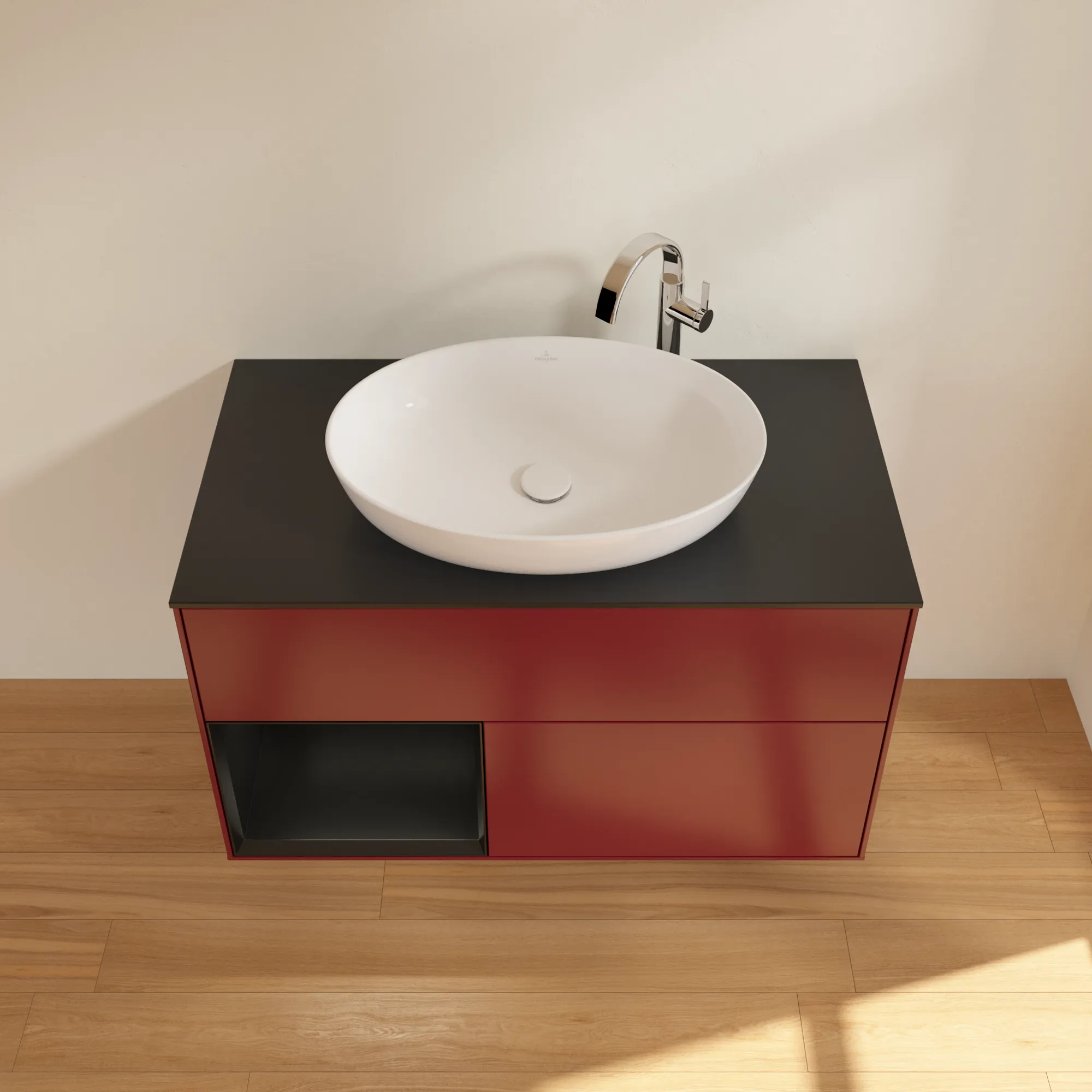 Villeroy & Boch Waschbeckenunterschrank Finion F89, 1000x603x501 mm, Peony Matt Lacquer, mit Beleuchtung und Push-to-open Funktion