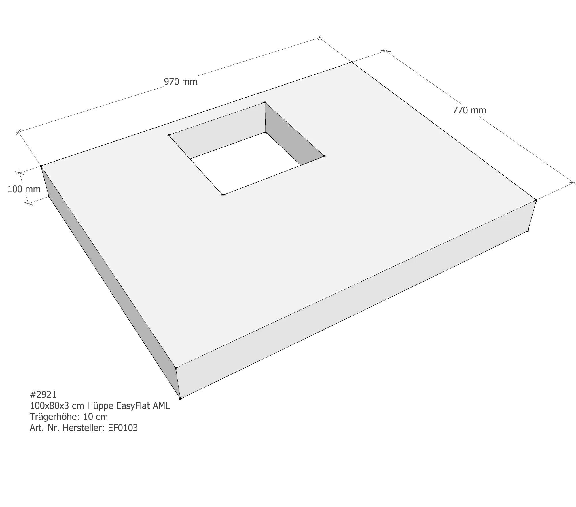 Duschwannenträger passend für Hüppe EasyFlat 100 × 80 × 3 cm