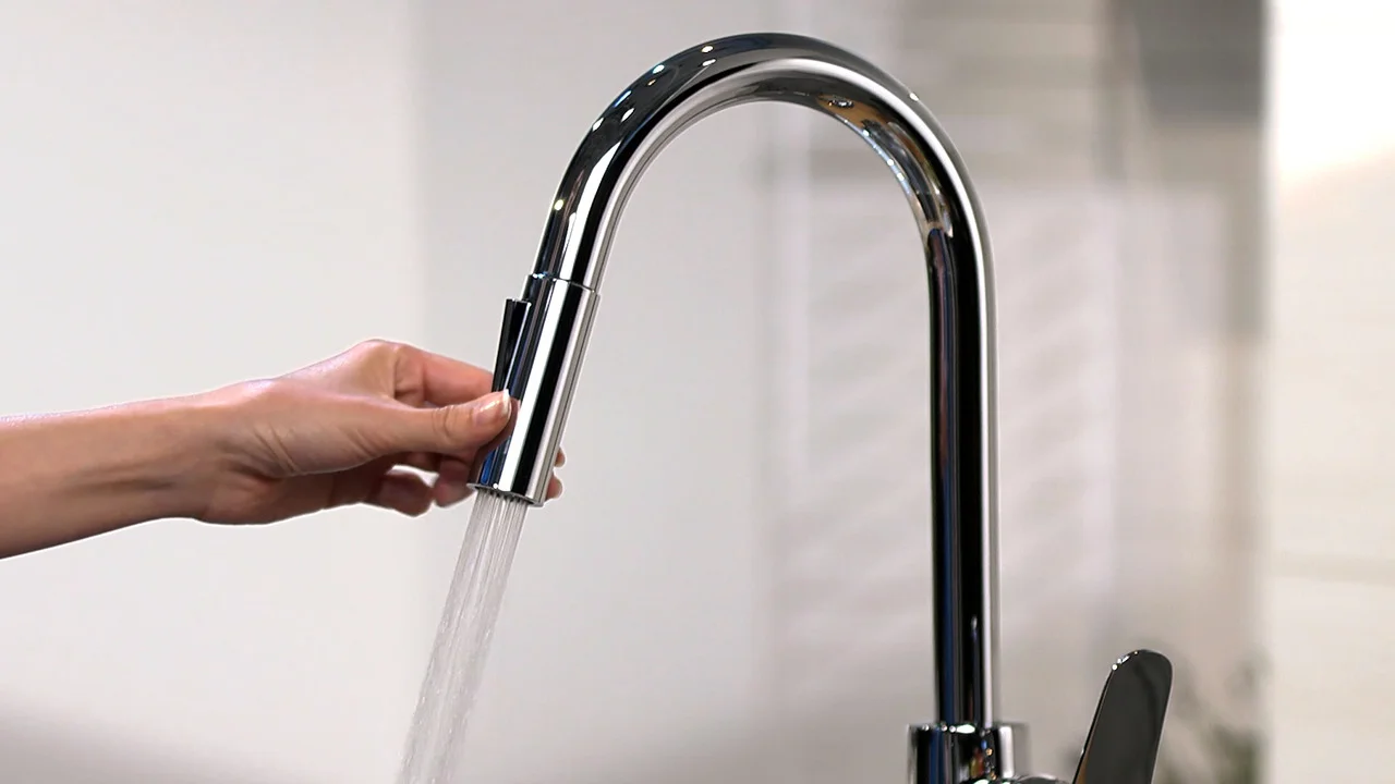 Hansgrohe Spültischmischer Focus M41, Chrom, Ausziehbrause 2jet, ComfortZone 240, Schwenkbereich 110° oder 150°, max. Durchfluss 10 l/min, Keramikmischsystem
