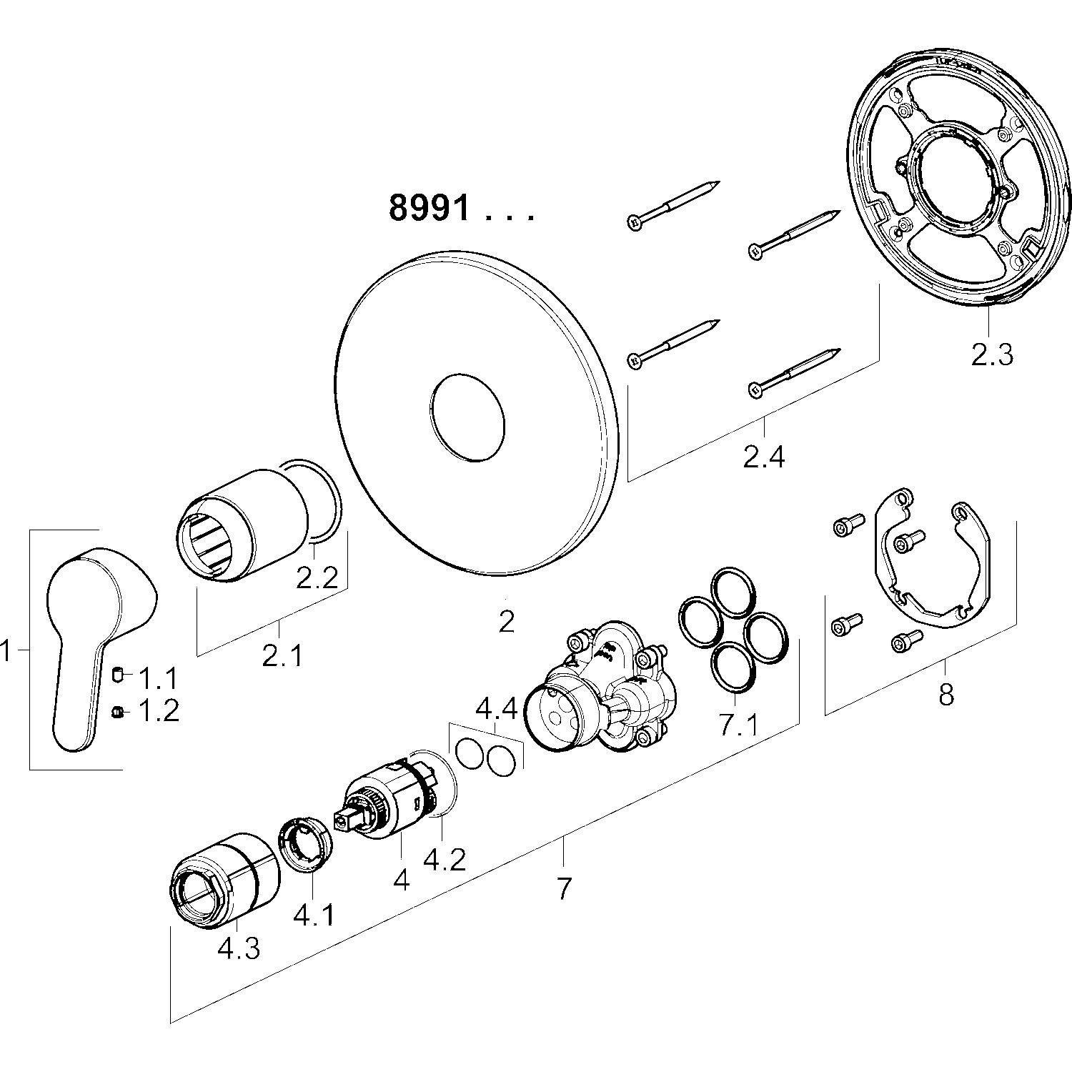 HA Einhebelmischer Fertigmontageset für Brausebatterie HANSAPRIMO 8991 Rosette rund Chrom