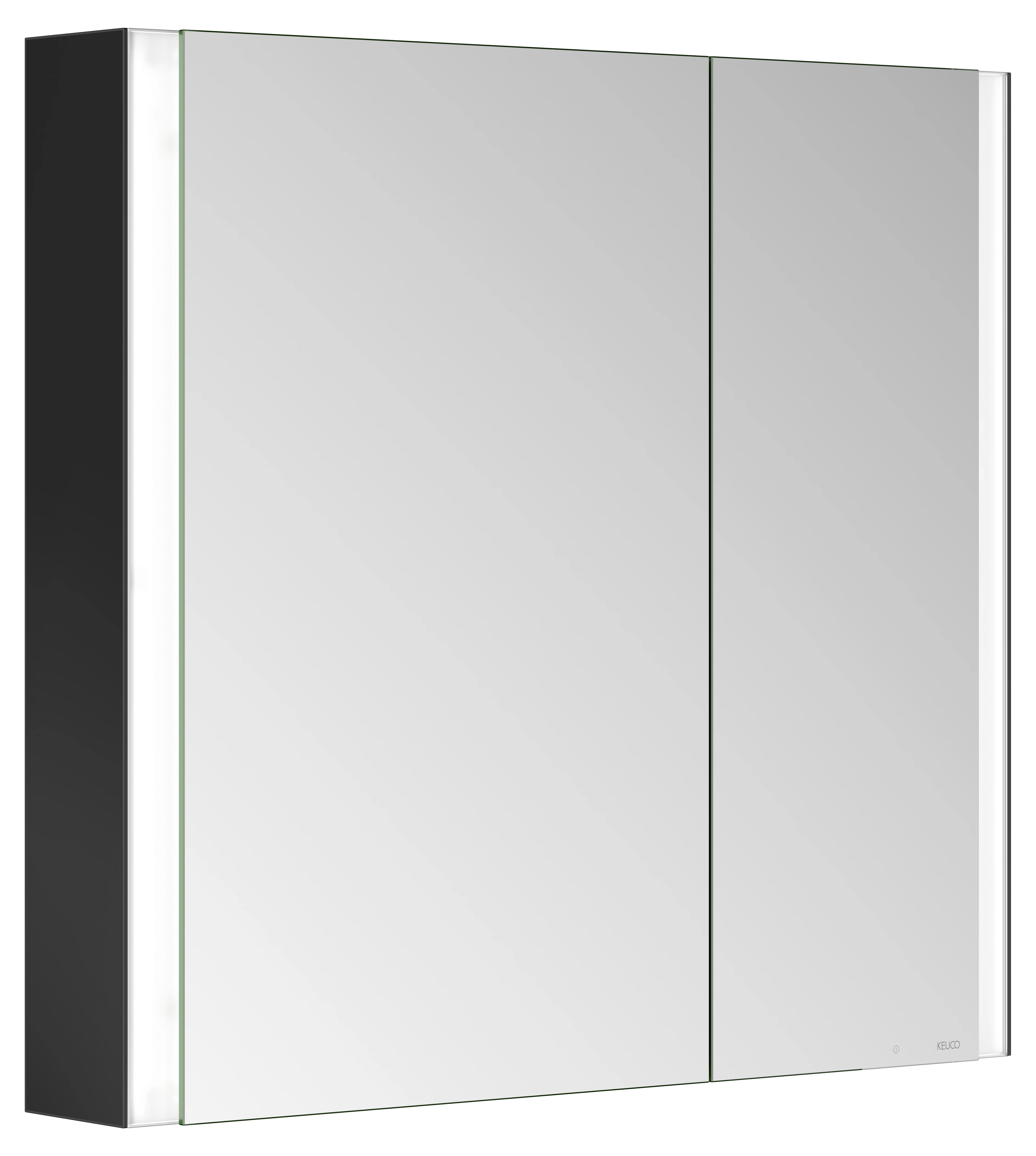 KEUCO Wandvorbau Spiegelschrank „Somaris“ Schwarz (matt), Aufputz, ohne Spiegelheizung 800 × 710 × 127 mm KEUCO Wandvorbau Spiegelschrank „Somaris“ Schwarz (matt), Aufputz, ohne Spiegelheizung 800 × 710 × 127 mm