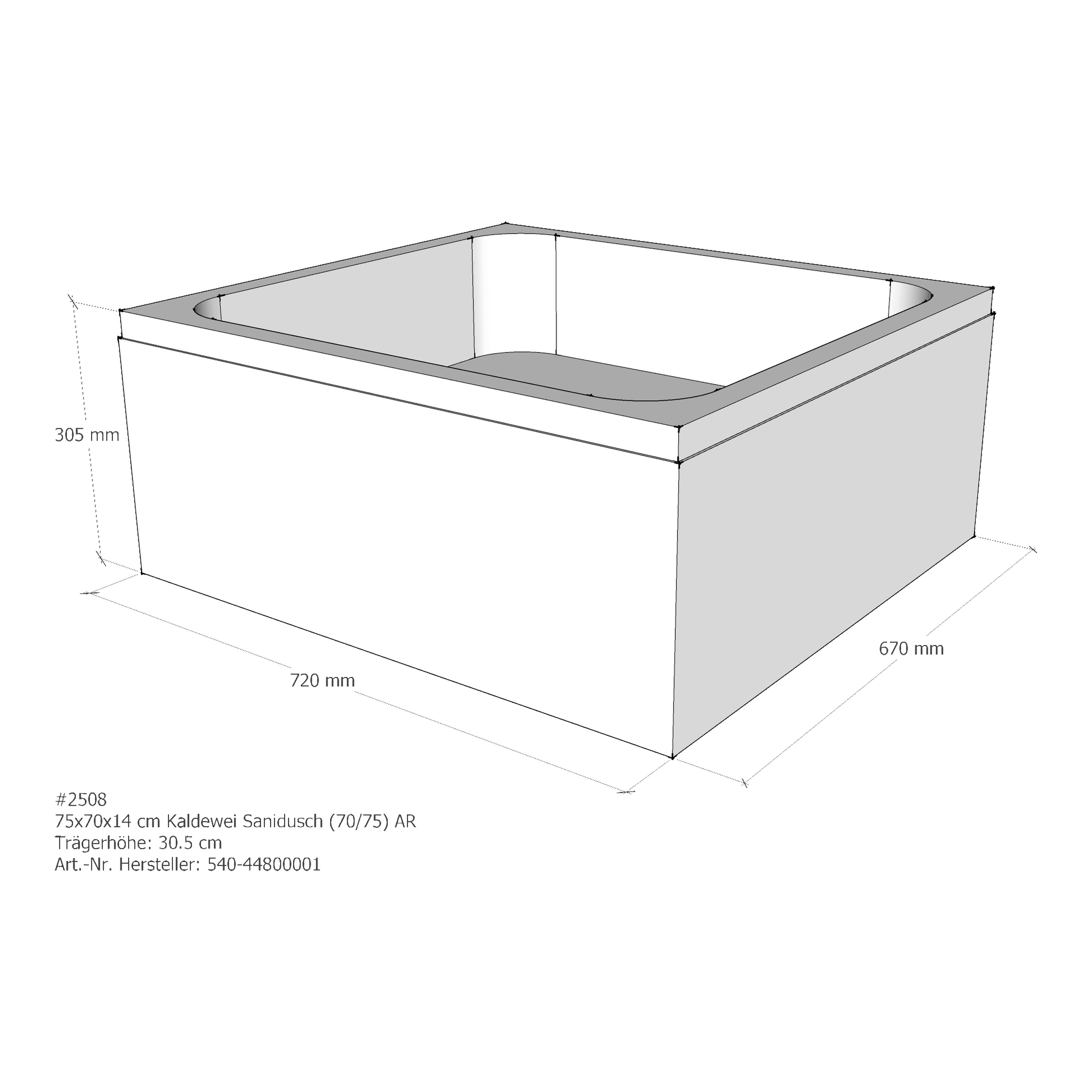 Duschwannenträger für Kaldewei Sanidusch 70 × 75 × 14 cm Breite: 75 cm / Länge: 70 cm Duschwannenträger für Kaldewei Sanidusch 70 × 75 × 14 cm Breite: 75 cm / Länge: 70 cm