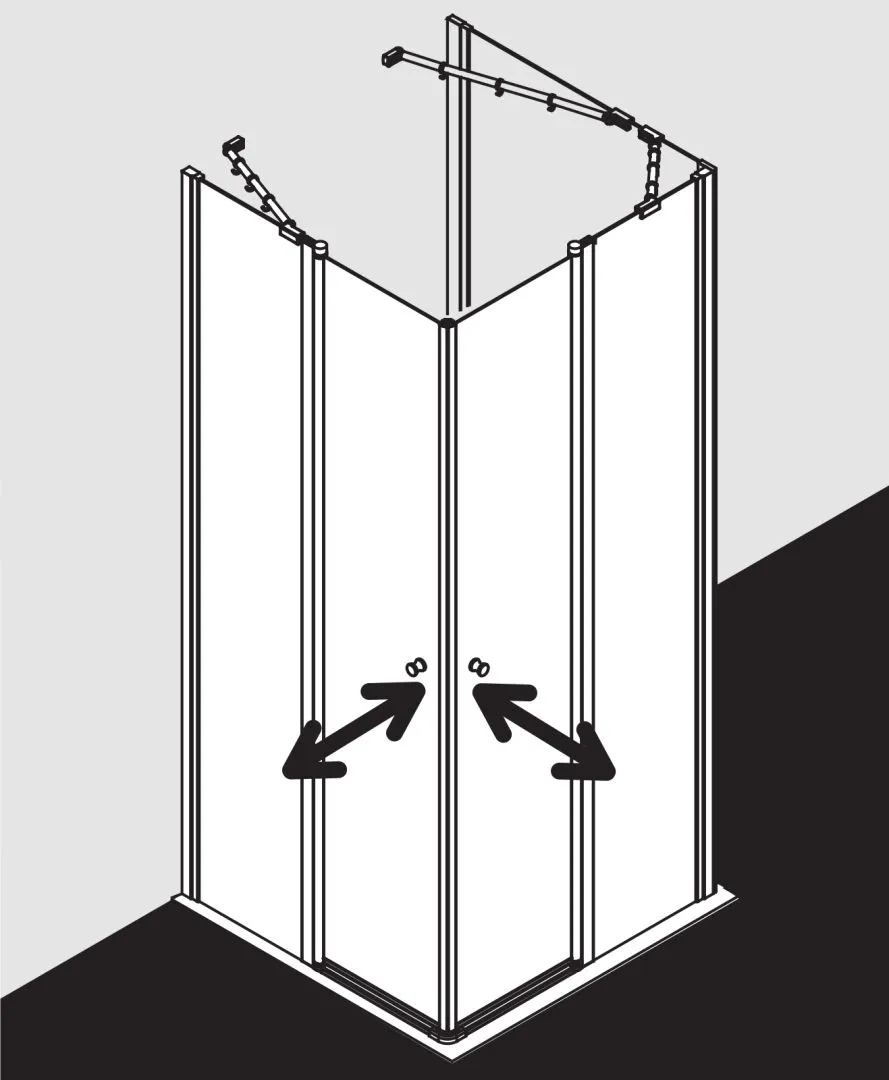 Kermi Duschtür Eckeinstieg 2-teilig (Pendeltüren mit Festfeldern) Halbteil rechts „IBIZA 2000“ 185 cm Glas SR Opaco, Profile Weiß (RAL 9016), Anschlag rechts, Drehtür zweiteilig Kermi Duschtür Eckeinstieg 2-teilig (Pendeltüren mit Festfeldern) Halbteil rechts „IBIZA 2000“ 185 cm Glas SR Opaco, Profile Weiß (RAL 9016), Anschlag rechts, Drehtür zweiteilig