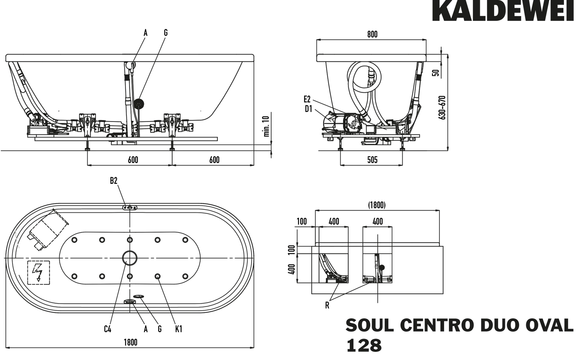 Kaldewei Whirlwanne „Centro Duo Oval“ 180 × 80 cm, rechts mit Airmassage Soul, in alpinweiß matt Kaldewei Whirlwanne „Centro Duo Oval“ 180 × 80 cm, rechts mit Airmassage Soul, in alpinweiß matt