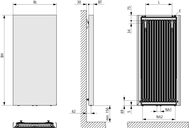 Kermi Design-Heizkörper „Rubeo®“ 47 × 152,5 cm in Weiß
