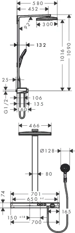 Showerpipe Rainmaker Select E 460 2jet EcoSmart weiss/chrom Showerpipe Rainmaker Select E 460 2jet EcoSmart weiss/chrom