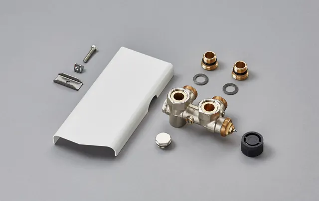 Anschlussarmatur für „Yucca“ Blende lang in weiß Anschlussarmatur für „Yucca“ Blende lang in weiß