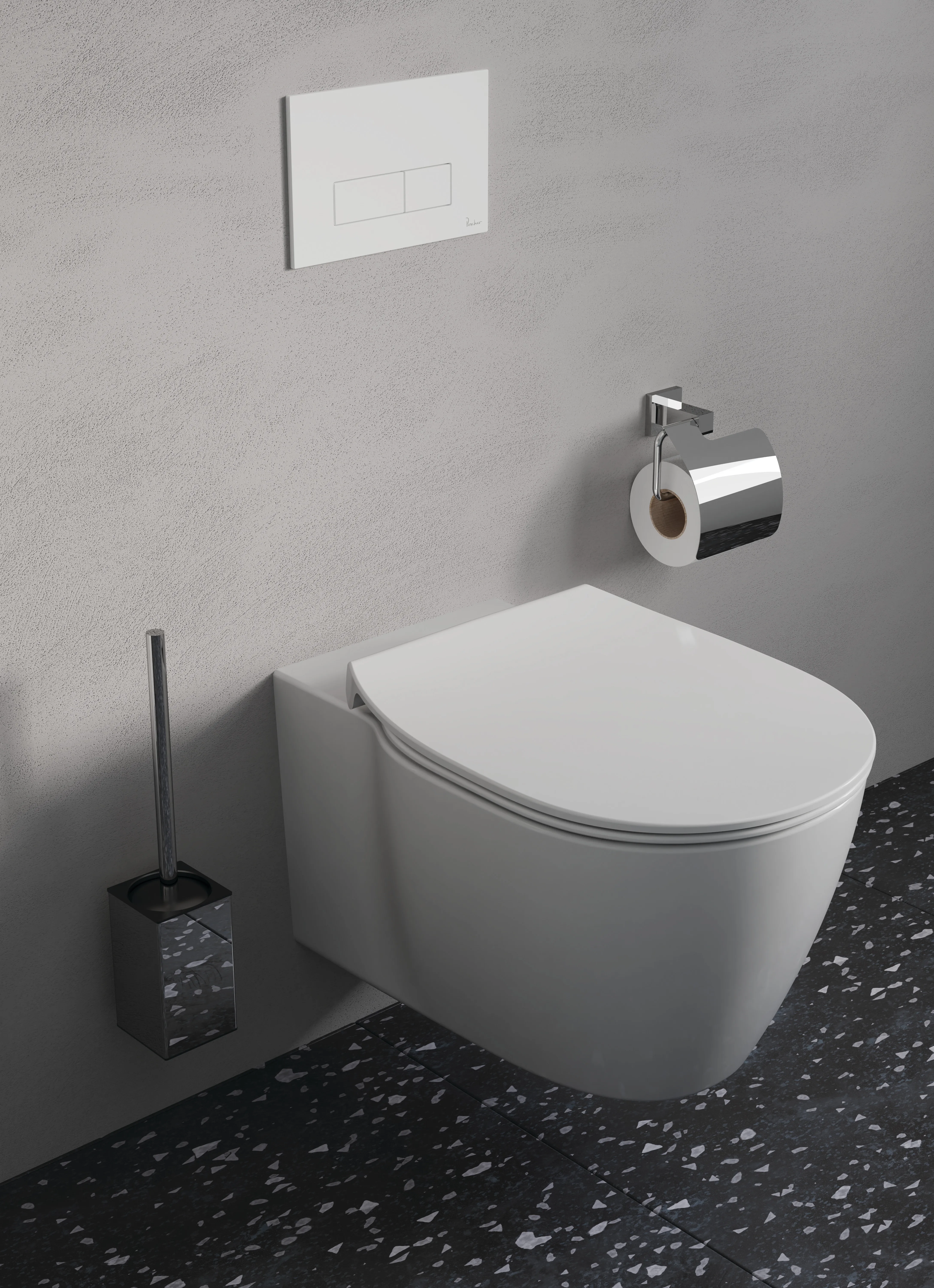 Ideal Standard Toilettenbürstengarnitur „IOMCube“ 8 × 39,2 cm, Befestigung verdeckt