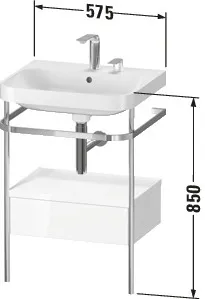 Duravit Waschtischunterschrank c-shaped Set mit Metallkonsole und Schubkasten „Happy D.2 Plus“ 57,5 × 85 × 49 cm in Weiß Hochglanz