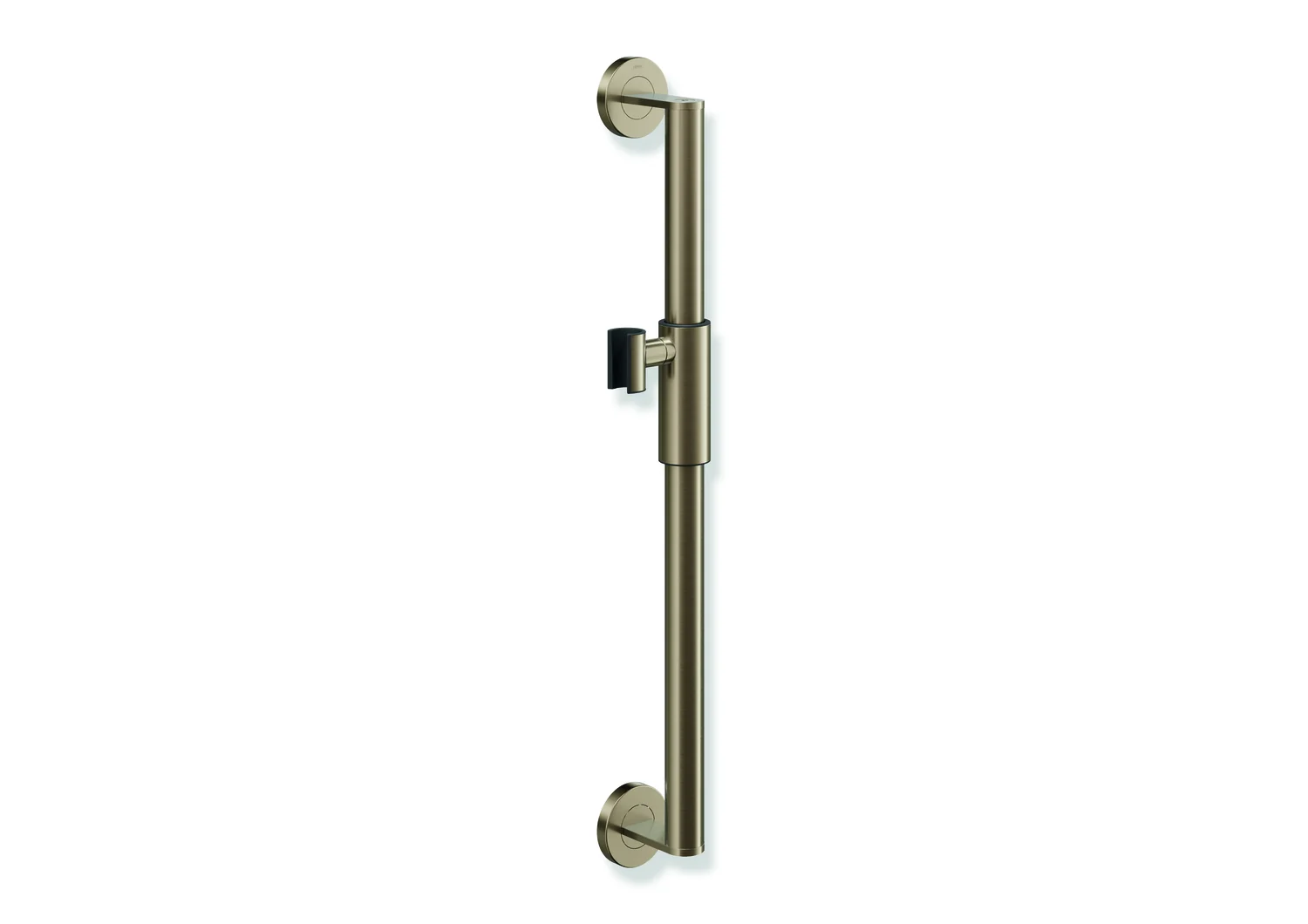 HEWI Brausehalterstange System 900, Edelstahl PVD, Achsmaß 600 mm, Durchmesser 32 mm, magnetischer Brausehalter, Bronze gebürstet
