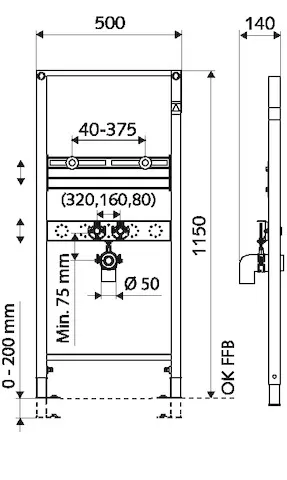 Waschtisch-Modul MONTUS, für Ständerwand- oder Vorwandmontage. Für wandhängende Waschtische, B 50 cm x H 115 cm, Rahmen pulverbeschichtet Waschtisch-Modul MONTUS, für Ständerwand- oder Vorwandmontage. Für wandhängende Waschtische, B 50 cm x H 115 cm, Rahmen pulverbeschichtet